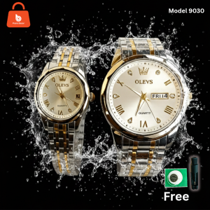 প্রিমিয়াম OLEVS কাপল ওয়াচ—Water Resistant.