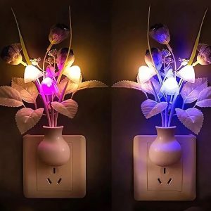 Flower LED Night Light – Plug-in Decorative Wall Lamp (Color Changing)